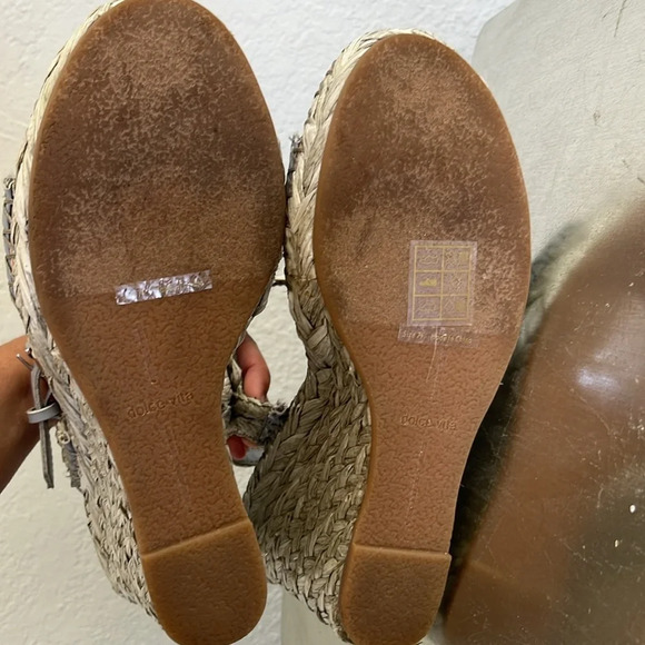 Dolce Vita Gray Raffia Wedge Heels 7.5 - Picture 13 of 13